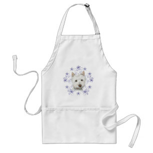 Cute Westie Dog Art and Christmas Snowflake Gifts Standard Apron