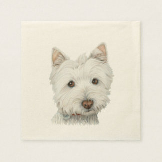 Cute Westie Dog Art Cocktail Napkin