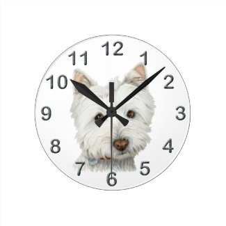 Cute Westie dog art Wall Clock