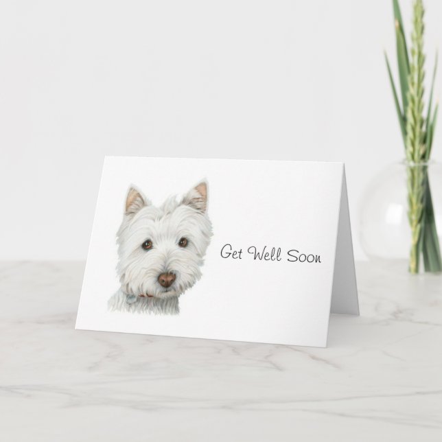 Cute Westie Dog Get Well Soon Card (Front)