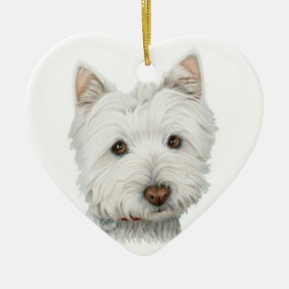 Cute Westie Dog Heart Ornament