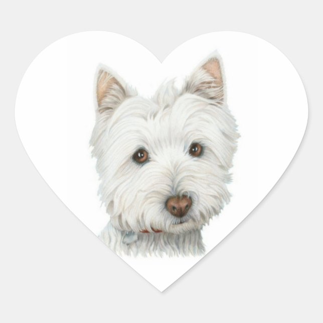 Cute Westie Dog heart sticker (Front)