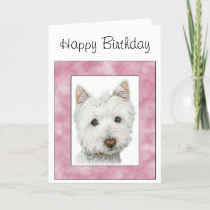Cute Westie Dog in Pink Frame Art Card