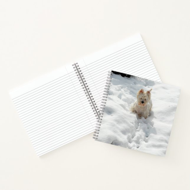Cute Westie Dog in the Snow 8x8 Notebook Journal (Inside)