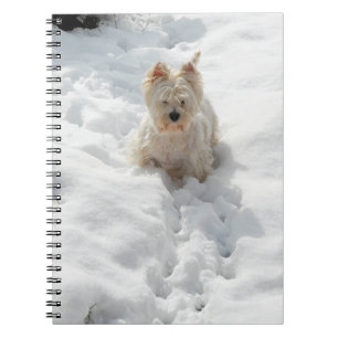 Cute Westie Dog in the Snow Notebook Journal