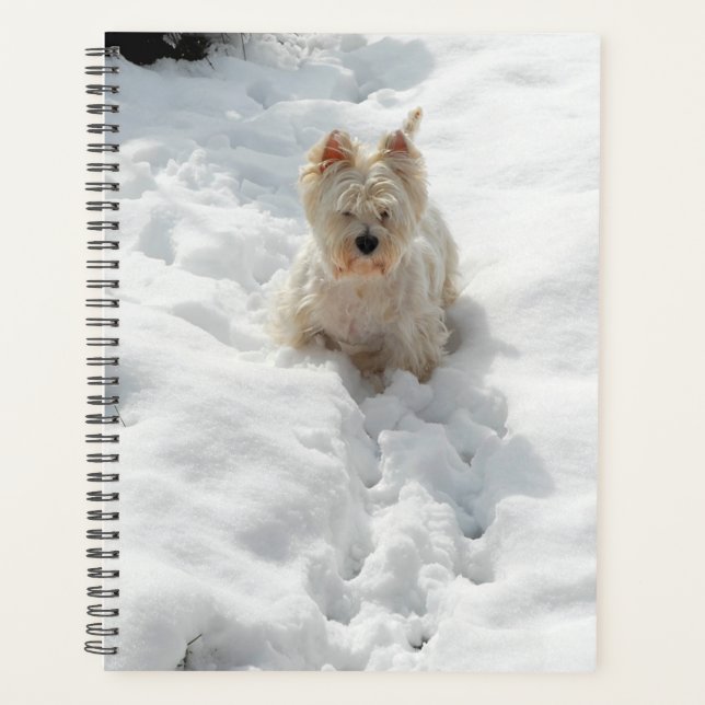 Cute Westie Dog in the Snow Planner (Front)
