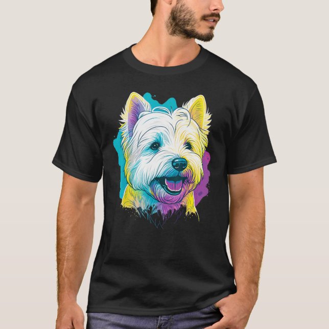 Cute Westie Dog on West Highland White Terrier Lov T-Shirt (Front)