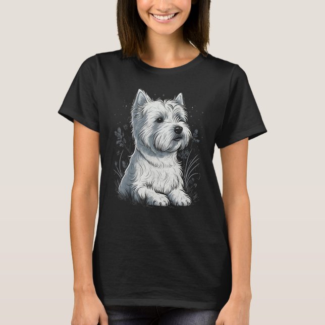 Cute Westie Dog on West Highland White Terrier T-Shirt (Front)