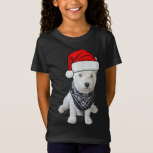 Cute Westie Dog Picture, Xmas hat T-Shirt