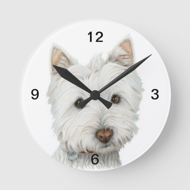 Cute Westie Dog Wall Clock (Front)