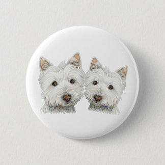 Cute Westie Dogs 6 Cm Round Badge