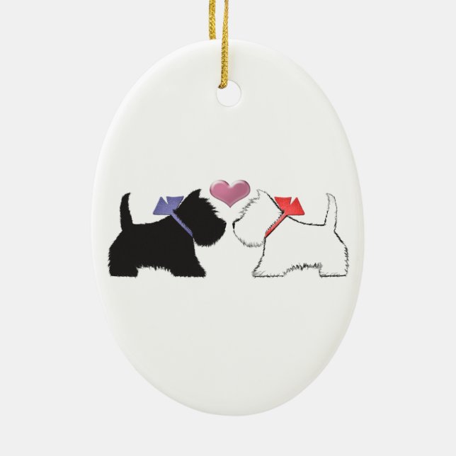Cute Westie Dogs Art Ceramic Tree Decoration (Back)