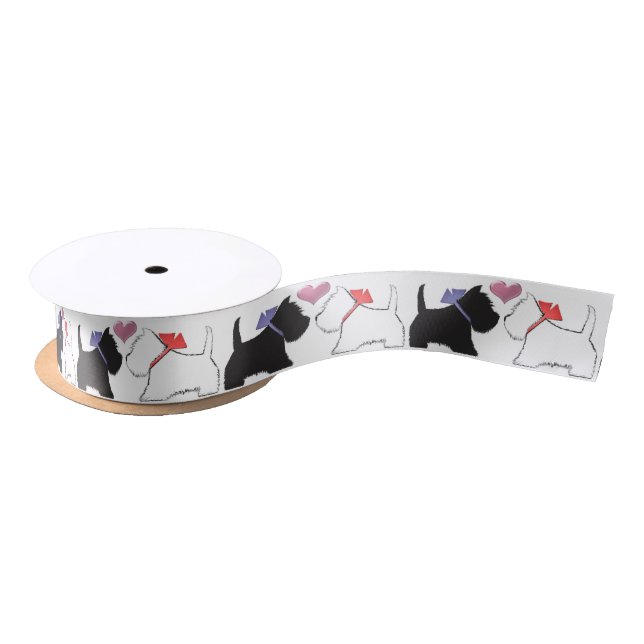 Cute Westie Dogs Art Ribbon Satin Ribbon (Spool)