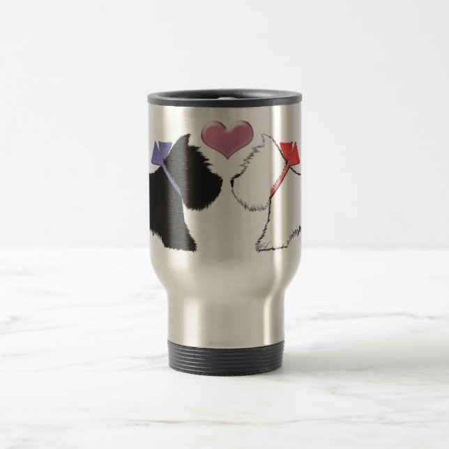 Cute Westie Dogs Art Travel Mug (Center)