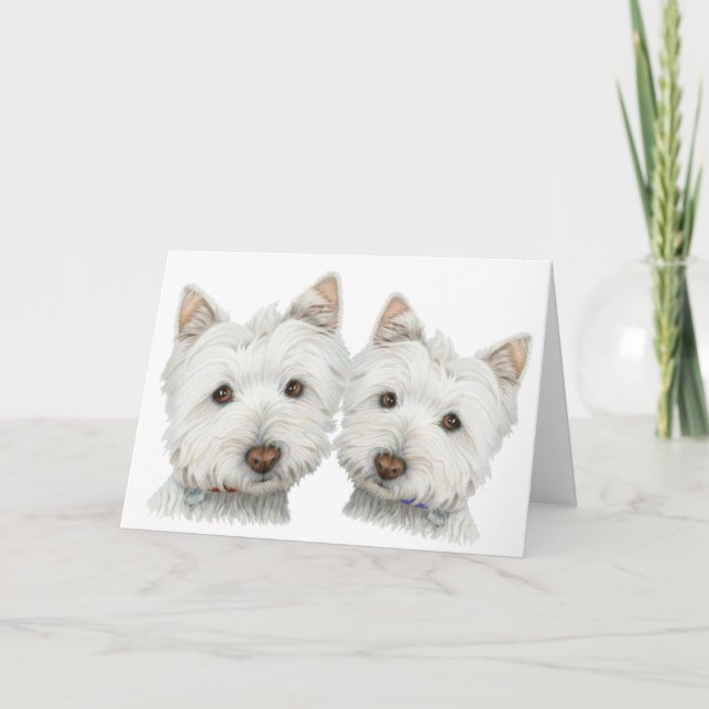 Cute Westie Dogs Card (Front)