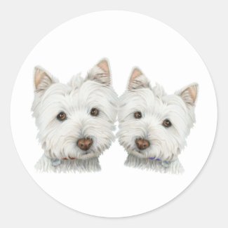 Cute Westie Dogs Classic Round Sticker