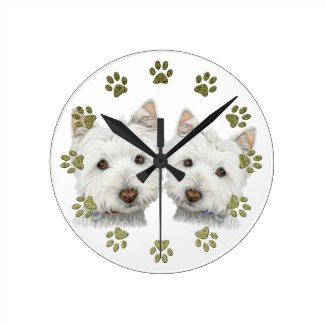 Cute Westie Dogs Clock