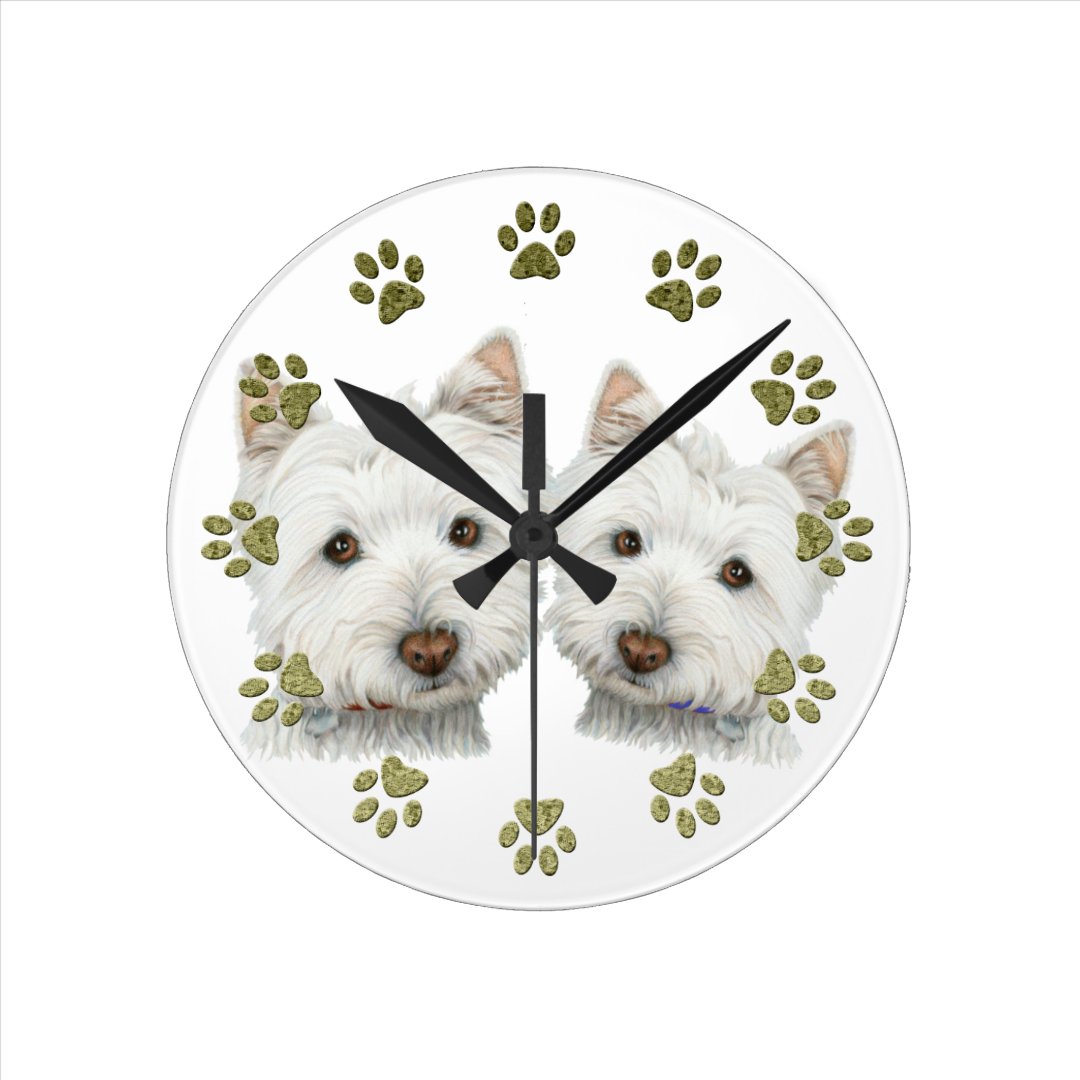 Cute Westie Dogs Clock Zazzle
