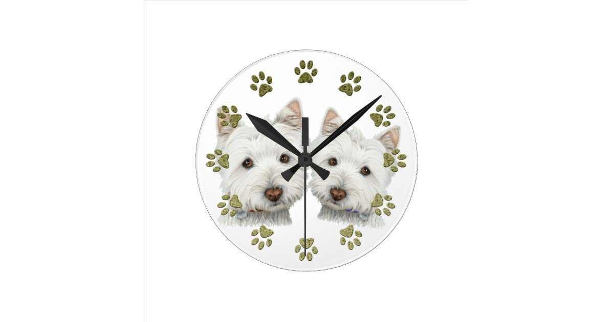 Cute Westie Dogs Clock Zazzle