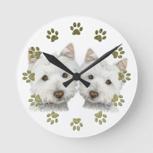 Cute Westie Dogs Clock