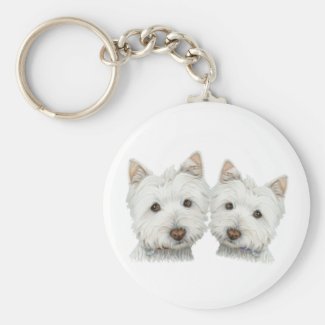 Cute Westie Dogs Key Ring