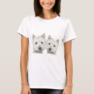 Cute Westie Dogs Ladies T-Shirt