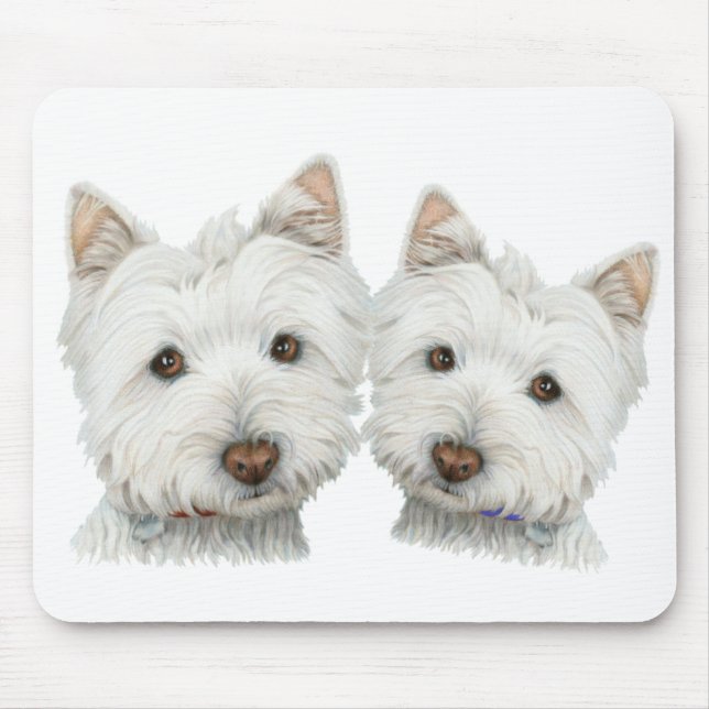 Cute Westie Dogs Mouse Mat (Front)