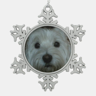 Cute Westie Face Snowflake Ornament