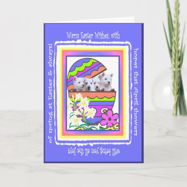 Cute Westie Happy Easter Wishes Card (Front)