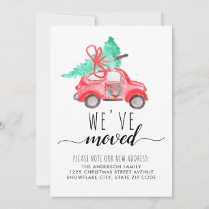 Cute We've Moved Christmas Car Tree Holiday Moving Announcement