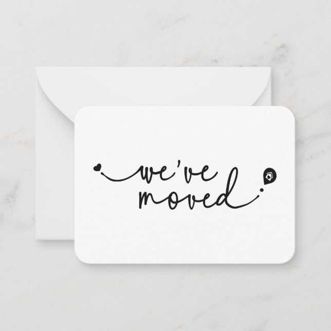 Cute We've Moved Modern Handwritten Script Heart Card (Front)