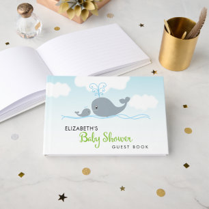 Cute Whale and Baby Whale, Baby Shower Guest Book