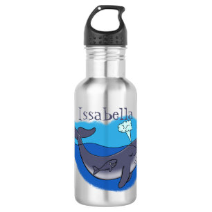 Cute whale and calf whimsical cartoon 532 ml water bottle