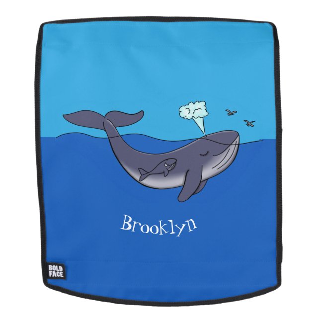 Cute whale and calf whimsical cartoon backpack (Removable Face)