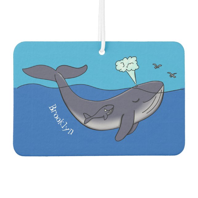 Cute whale and calf whimsical cartoon car air freshener (Front)