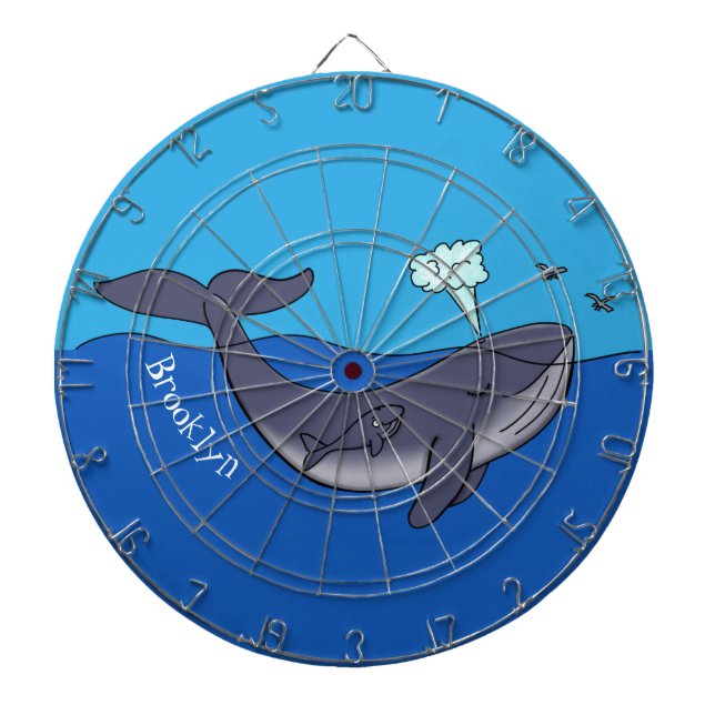 Cute whale and calf whimsical cartoon dartboard (Front)