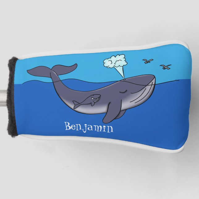 Cute whale and calf whimsical cartoon golf head cover (Front)