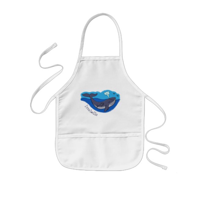 Cute whale and calf whimsical cartoon kids apron (Front)