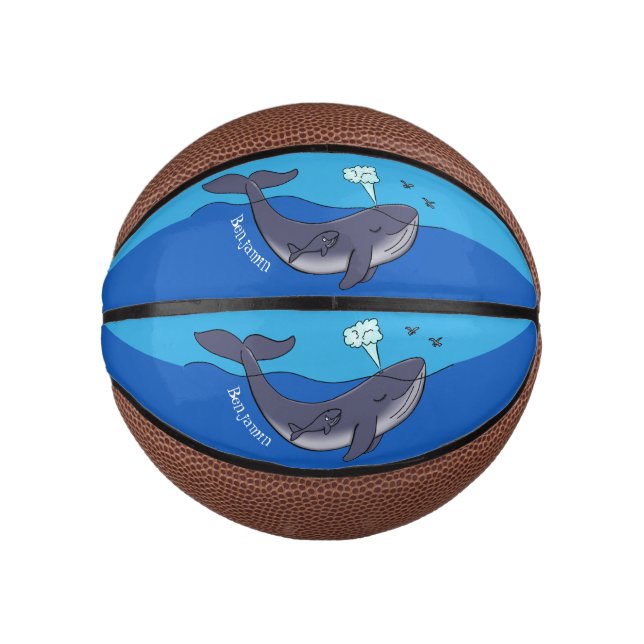 Cute whale and calf whimsical cartoon mini basketball (Front)