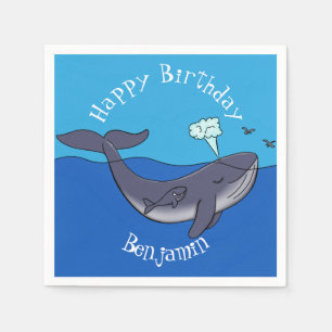 Cute whale and calf whimsical cartoon napkin