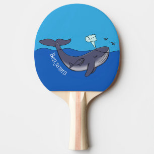 Cute whale and calf whimsical cartoon ping pong paddle