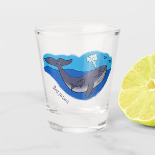 Cute whale and calf whimsical cartoon shot glass