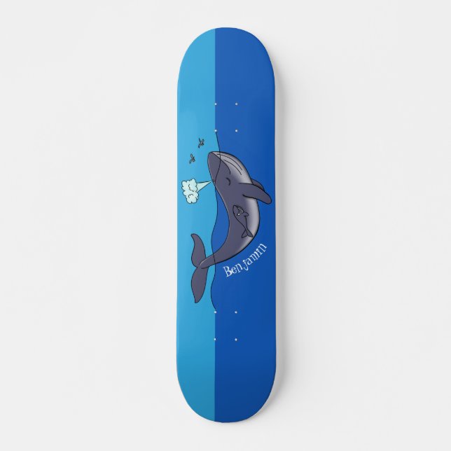 Cute whale and calf whimsical cartoon skateboard (Front)