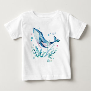 Cute whale and corals, watercolors illustration baby T-Shirt