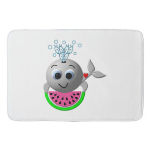 Cute Whale and Watermelon Bath Mat