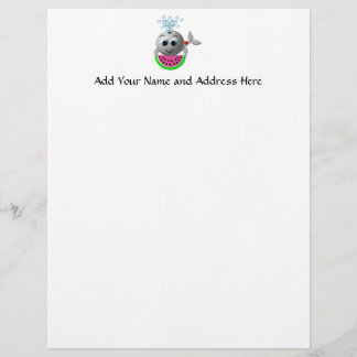 Cute Whale and Watermelon Custom Letterhead