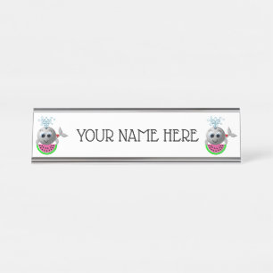 Cute Whale and Watermelon Desk Name Plate