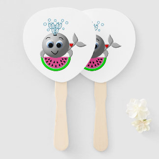 Cute Whale and Watermelon Hand Fan