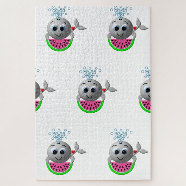 Cute Whale and Watermelon Jigsaw Puzzle (Vertical)