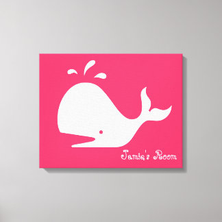 Cute Whale Art: Customisable Text & Colour! Canvas Print